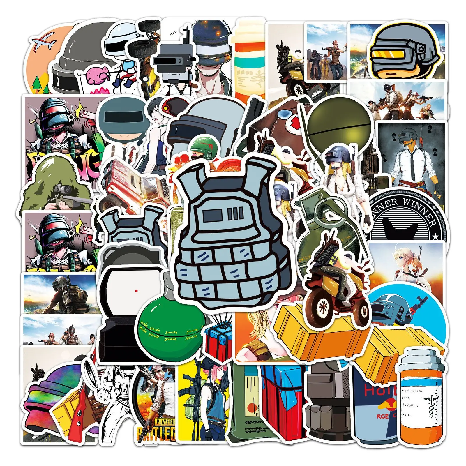 50/30/10PCS Pubg Popular Game Surrounding Graffiti Creative Luggage Scooter Cup Waterproof Chicken Refrigerator Car Stickers