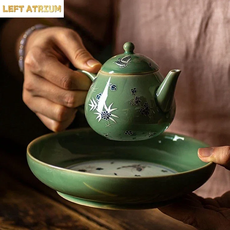 Love of Butterfly Gaiwan Tray for Women, Ceramic Little Teapot, Kung Fu Tea Set, Overglazed Color Figure, Personalized Creative