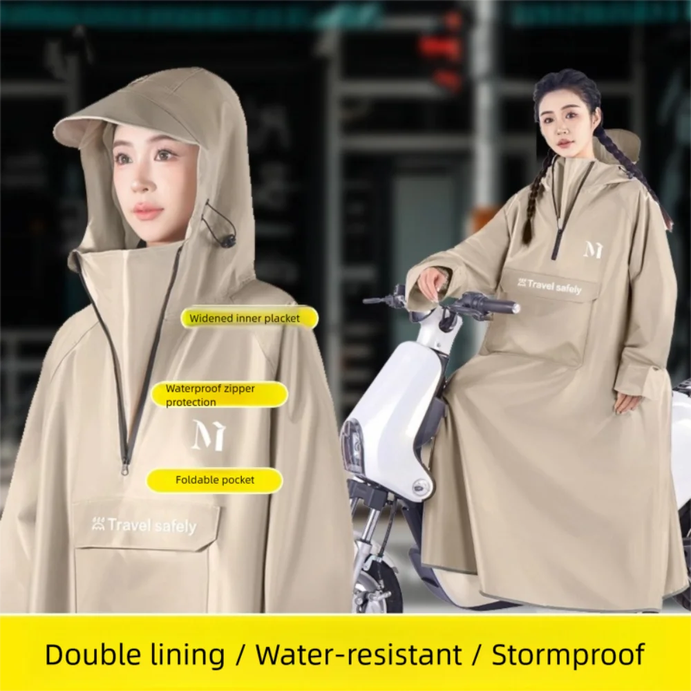 

Прочный утолщенный мотоциклетный плащ для взрослых, большой размер, водонепроницаемый дождевик для электромобиля, плащ, цельный плащ для мужчин