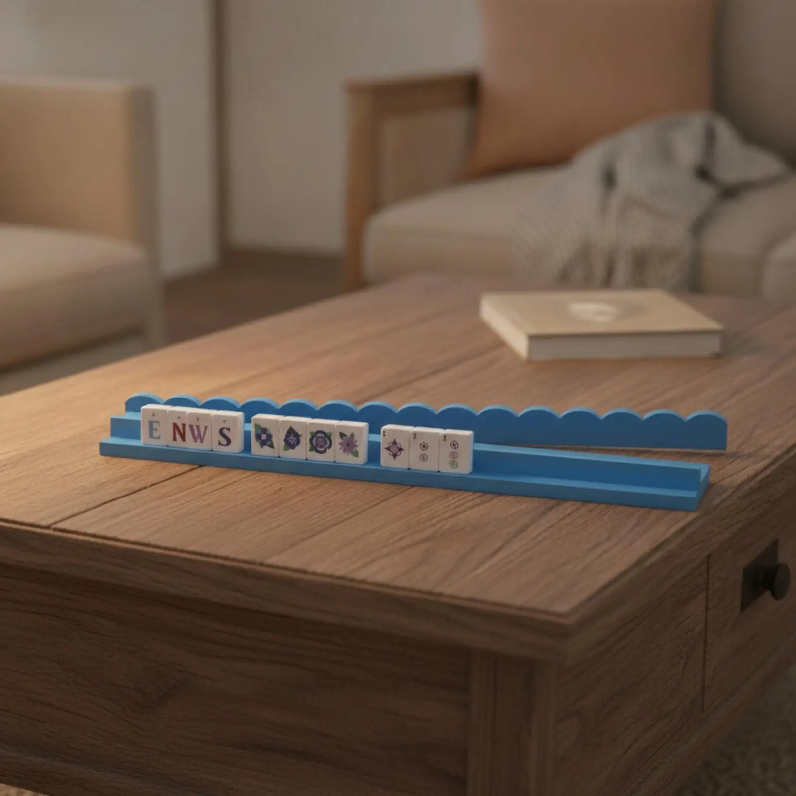 Solid Wood Mahjong Rack with Tile | Detachable Base Design, Mahjong Rack with Pusher, for social gatherings