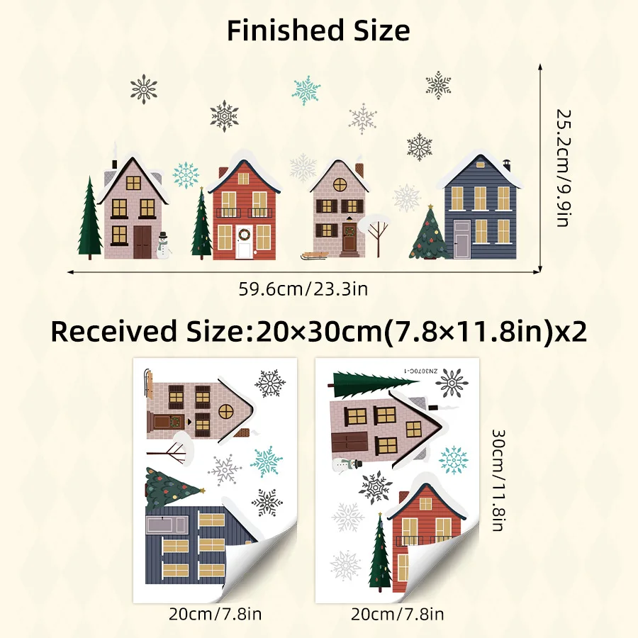 Cartoon Snowflake Small House Window Sticker Self-adhesive Wall Sticker Double-sided Visible Glass Decorative Sticker