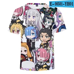 New Anime Re:zero  3D Printed T-Shirt Men Women Cosplay  Short Sleeve Cute Fashion Kawaii  T-Shirt Harajuku Clothes