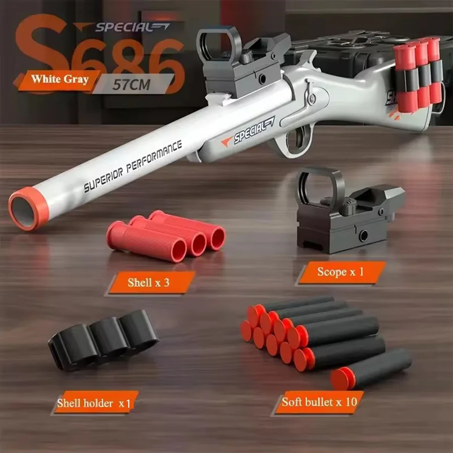Mini S686 Gewehr mit Hülsenauswurf, Spielzeugpistole mit Weichen Kugeln, Manuell Geladen, Outdoor-Sport CS-Schießspiel für Kinder und Jungen, Geschenk – Detail 5