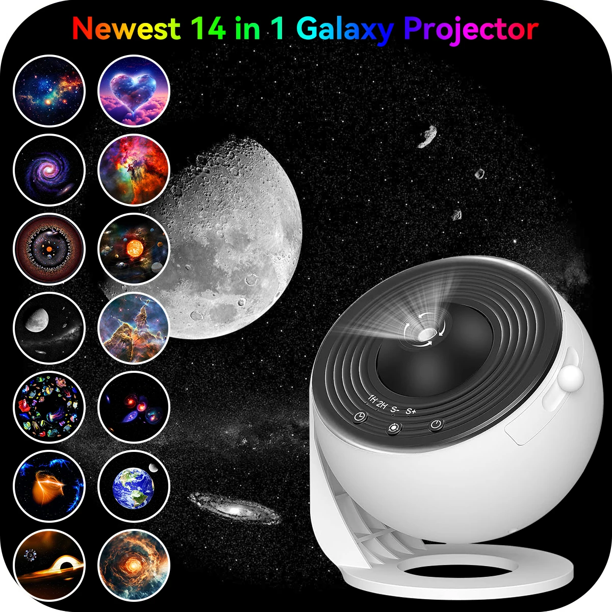 14 in 1 Star Projector Night Light 360° Degree Rotating 4K HD Galaxy Projector Bedroom With Timer Planetarium Projector for Kids