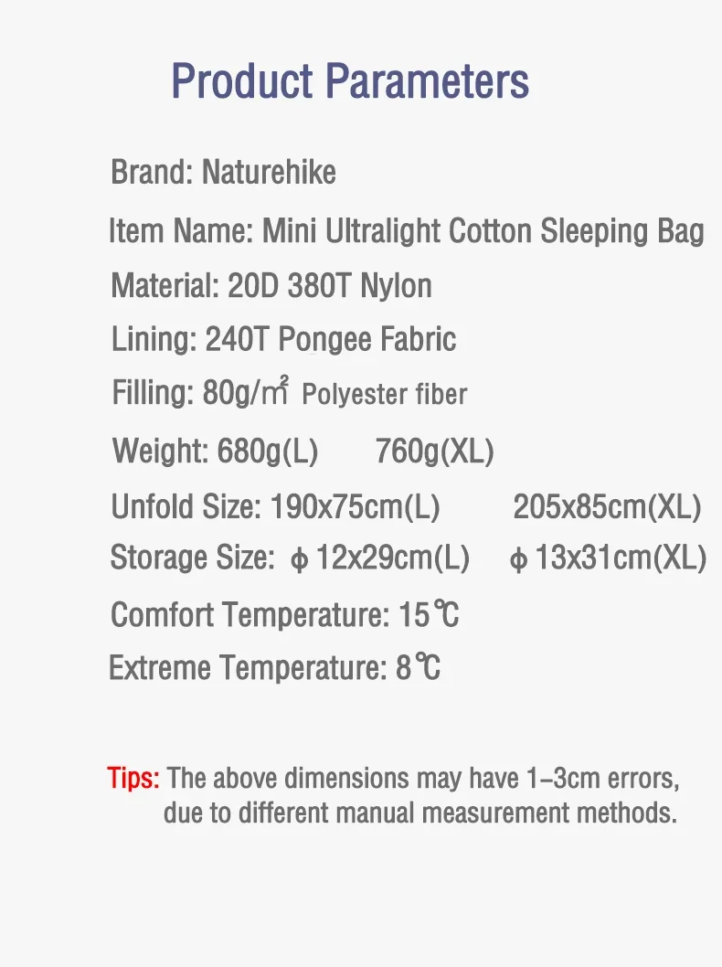 Naturehike LW180 Schlafsack Ultraleicht 3 Jahreszeiten Frühling Sommer Schlafsack für Outdoor Wandern Camping – Detail 2