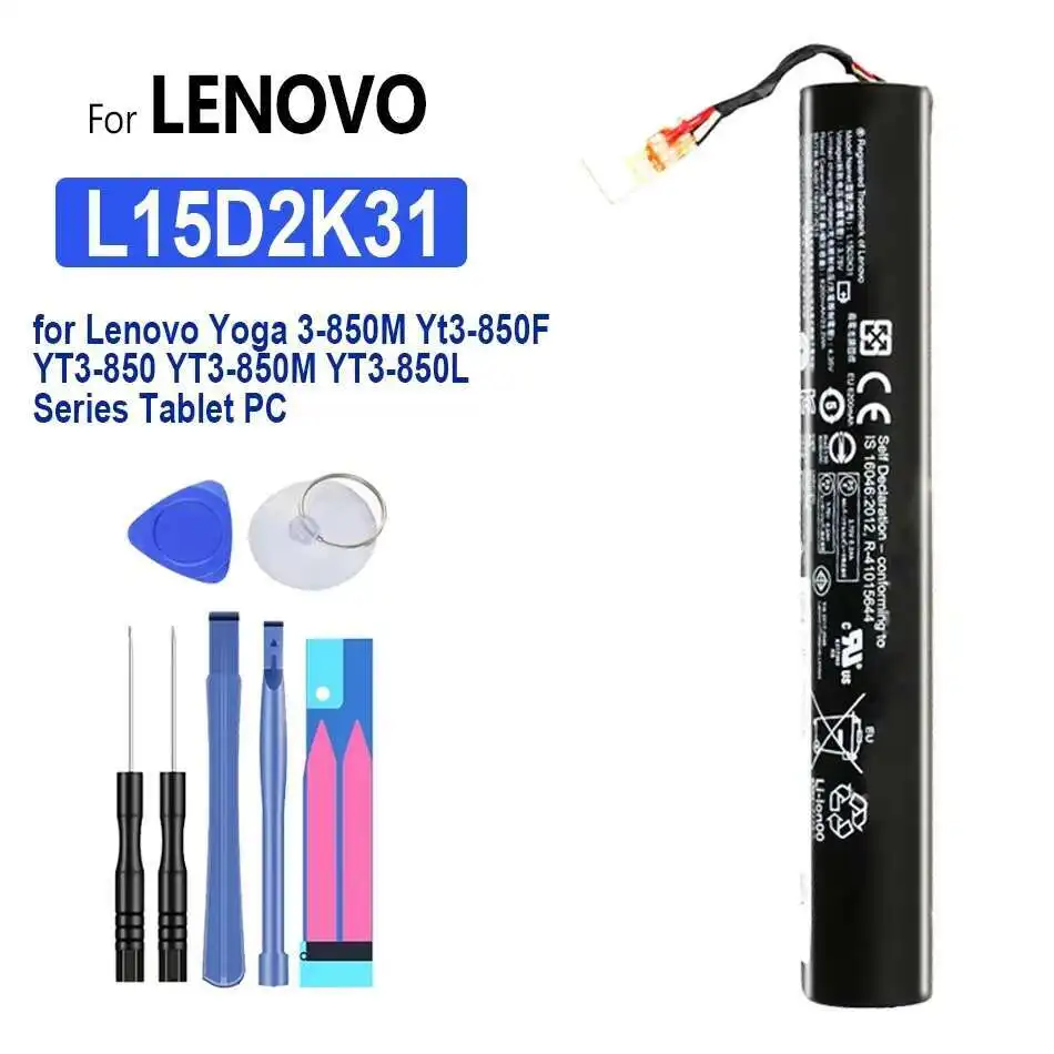 

L15D2K31 Tablet Battery For Lenovo Yoga 3-850M Yt3-850F YT3-850 YT3-850M YT3-850L Series Tablet PC 6200mAh Premium Replacement