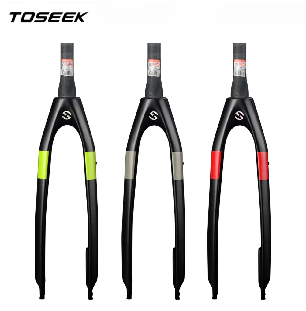 

TOSEEK Carbon Bicycle MTB Front Fork Mountain Bike Parts 26er 27.5er 29er Quick Release 9*100mm Steerer Tube 1-1/8" - 1-1/2"