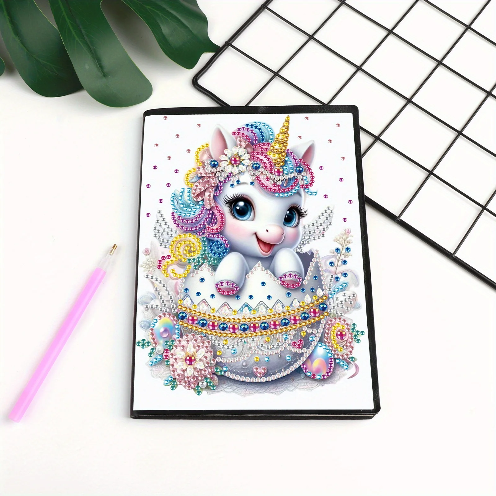 مجموعات دفتر الرسم الفني الماسي ، دفتر النقاط الماسية اللطيف على شكل وحيد القرن DIY للبالغين ، المجلات للهدايا المكتبية المنزلية الإبداعية #1