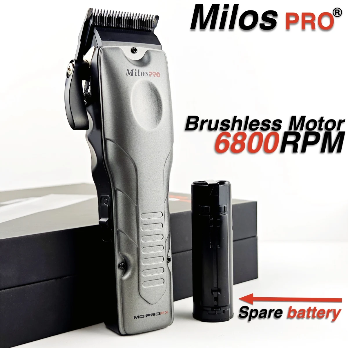 Milos PRO Professional Electric Hair Clipper Brushless Motor 6800RPM Two Batteries Are Detachable 5 Adjustable Length DLC Blade