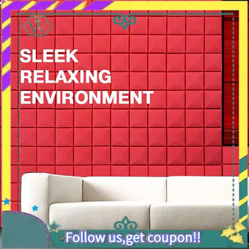 

NEW 12 PCS Acoustic Foam Panels Soundproof Foam Wall Panels Studio Sound Proof Foam Panels Soundproofing Wall KTV Room Red