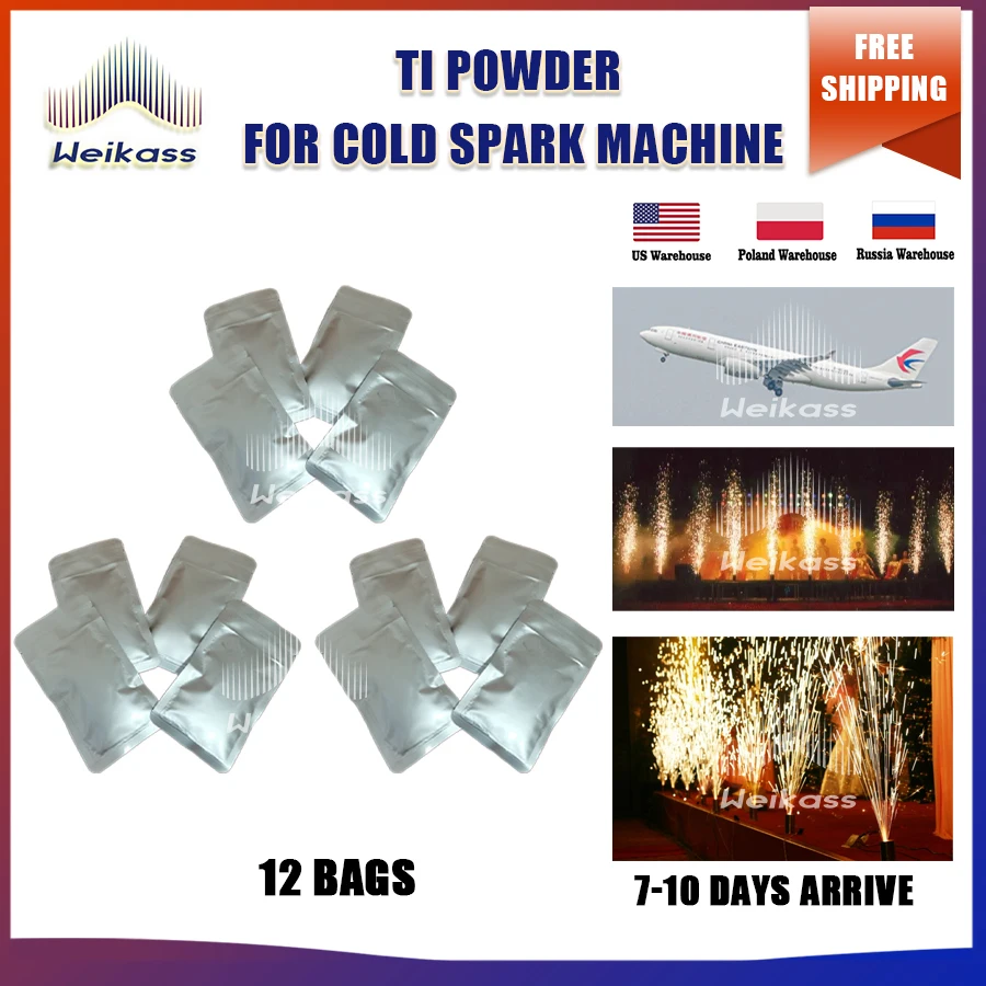 

Express Delivery 12 bags Ti Powder 200g/bag For Outdoor Indoor Cold Spark Sparkler Metal Ti Powder Fireworks Materials party dj