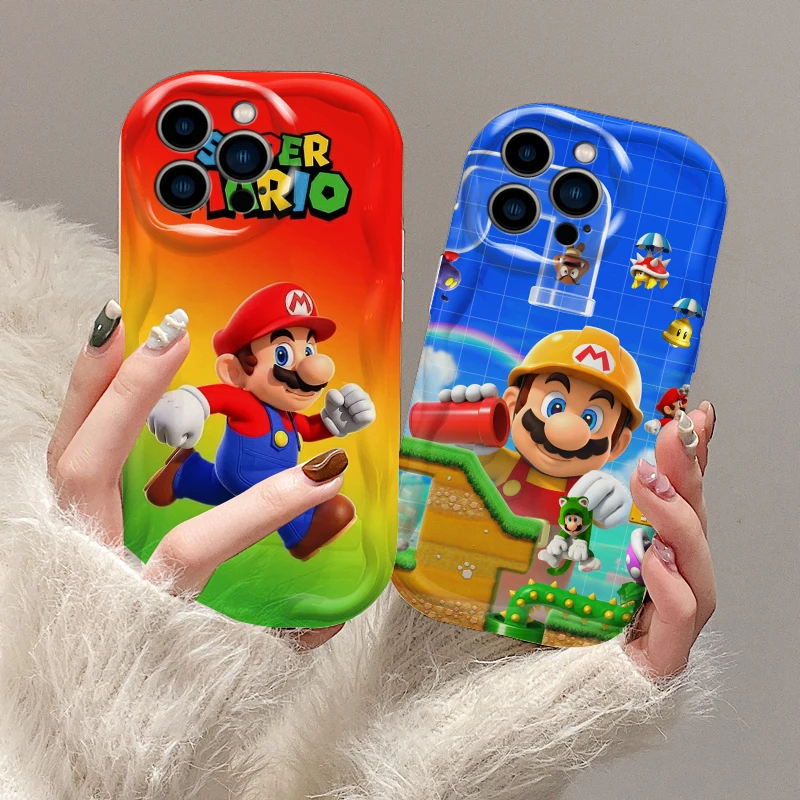 M-Marios Cartoon Anime For Apple iPhone 15 14 13 12 11 XS XR X Pro Max Plus Wave Oil Cover Phone Case