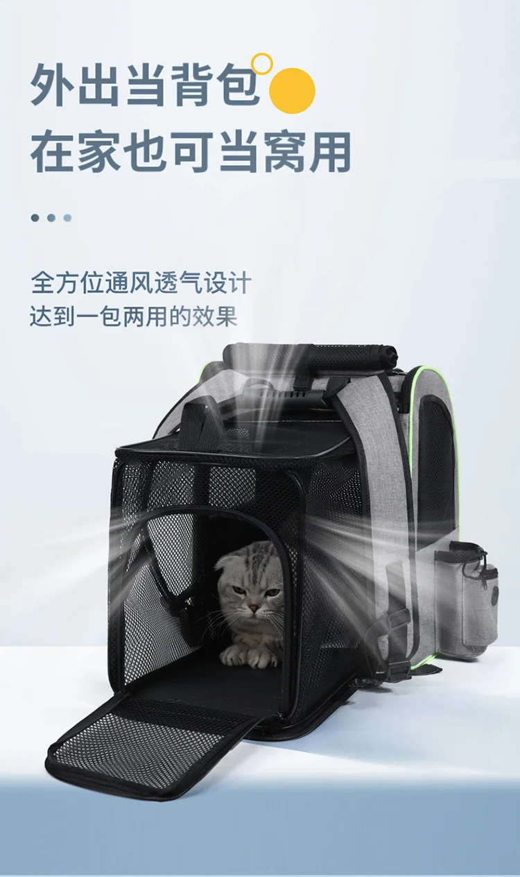 Portable Breathable Pet Backpack, Foldable Cat Dog Carrier Bag with Mesh Window