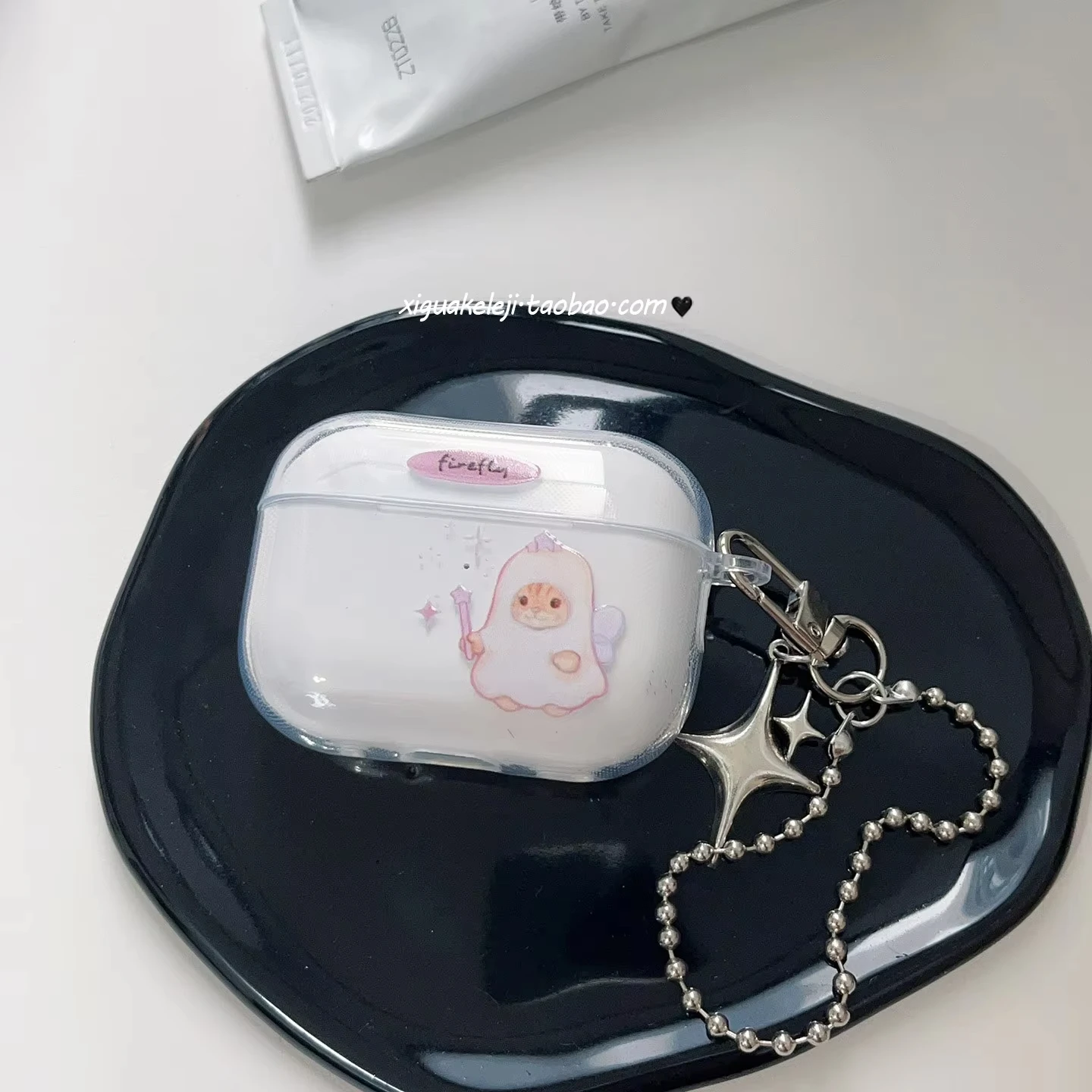 Minimalist Cartoon Firefly Cat Soft Silicone TPU Case For AirPods Pro 3 2 1 AirPods 4 3 2 1 Transparent Bluetooth Earphone Case
