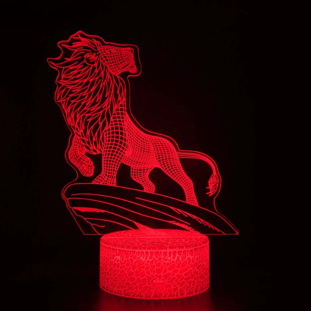 Lampka nocna Nighdn Lion 3D do pokoju dziecięcego 7-kolorowa lampka nocna z dotykiem USB Świąteczny prezent urodzinowy dla chłopców i dziewczynek