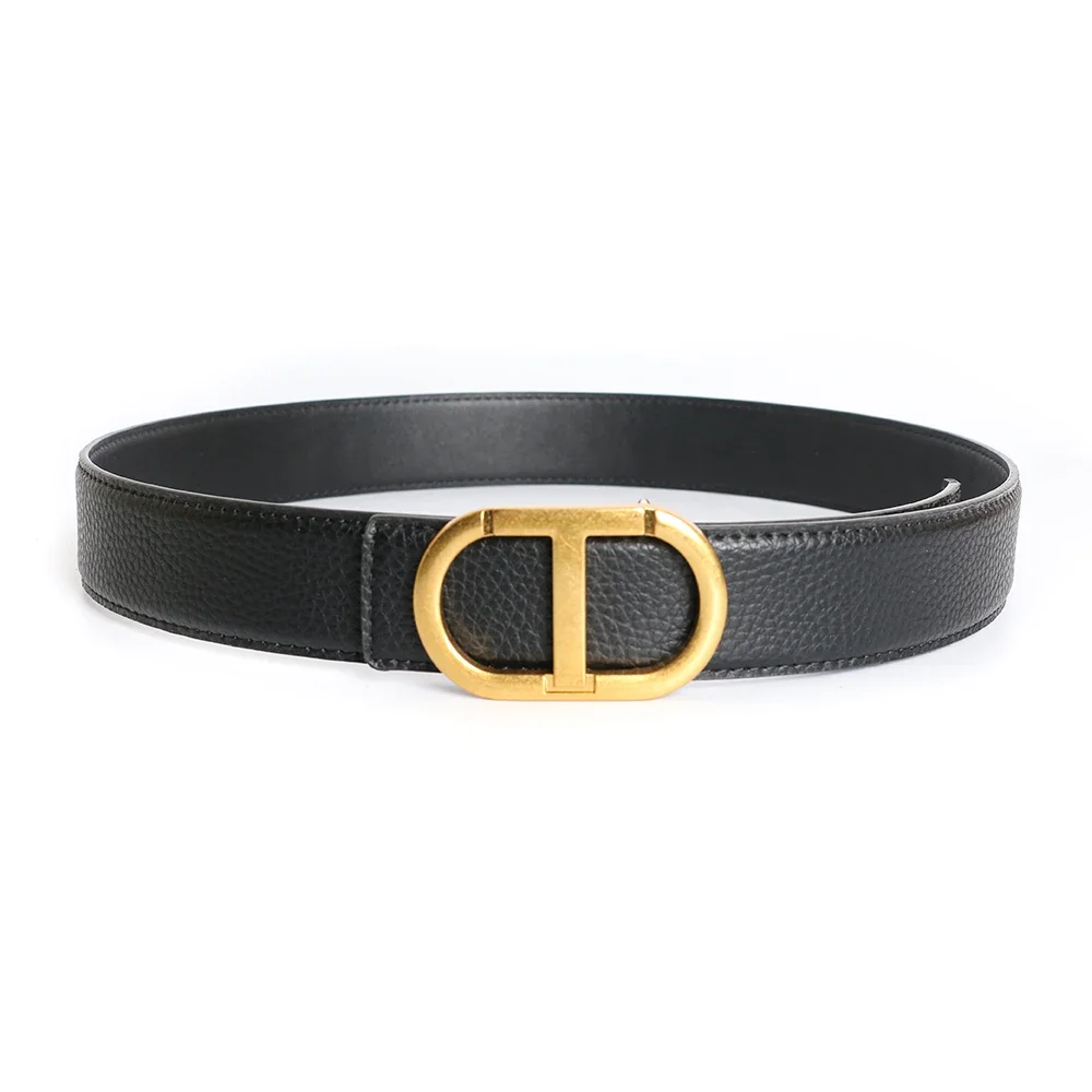 Top Grey Luxury Brand Designer Vintage T Buckle Belt Men High Quality Women Genuine Real Leather Dress Strap for Jeans Waistband