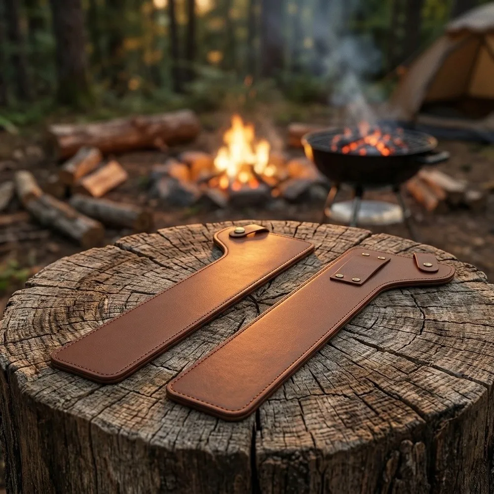 PU-Leather Fire Tongs-Cover With Protective Case For Outdoor Camping Barbecue Cooking Tool Storage Pouch Portable Grill Parts