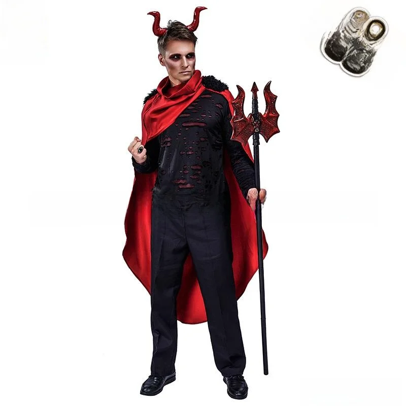 Costume d'halloween pour hommes adultes, vêtements de spectacle sur scène du diable rouge, tenue de jeu de rôle, Costume de scène ethnique traditionnel