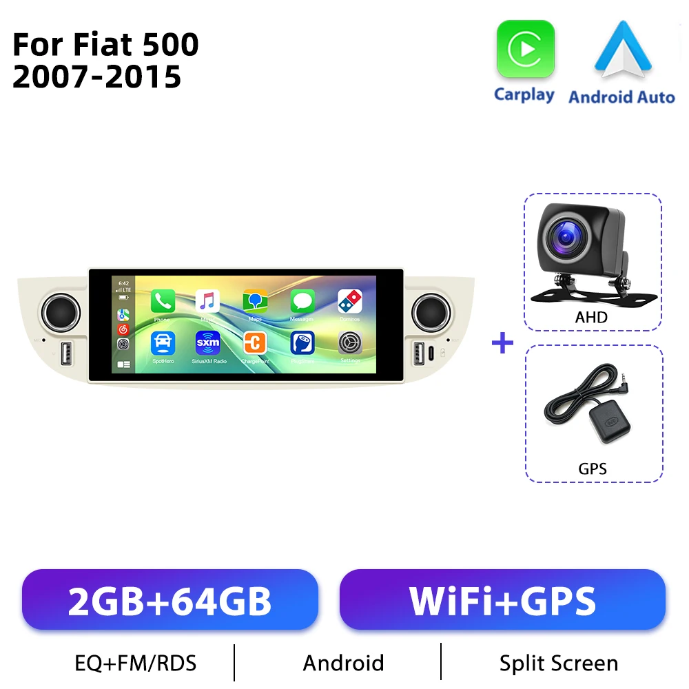 Podofo CarPlay Android Radio Voor Fiat 500 2007-2015 Auto Multimedia Speler 2din 1din GPS Stereo Intelligent Systeem RDS autoradio