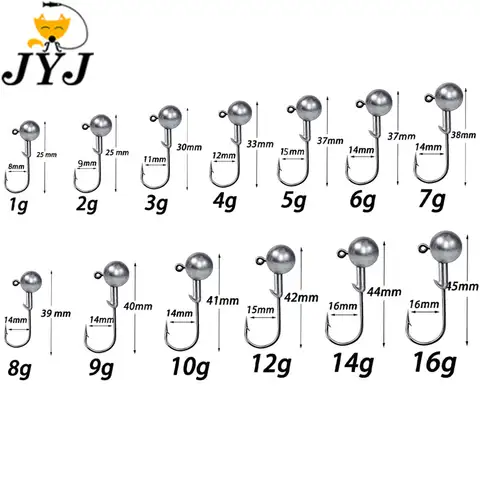 JYJ 1g 2g 3g 4g 5g 7g 8g 10g 14g 20g 28g jig head hook for fishing tackle ,rig soft worm hook crank lure bait hook