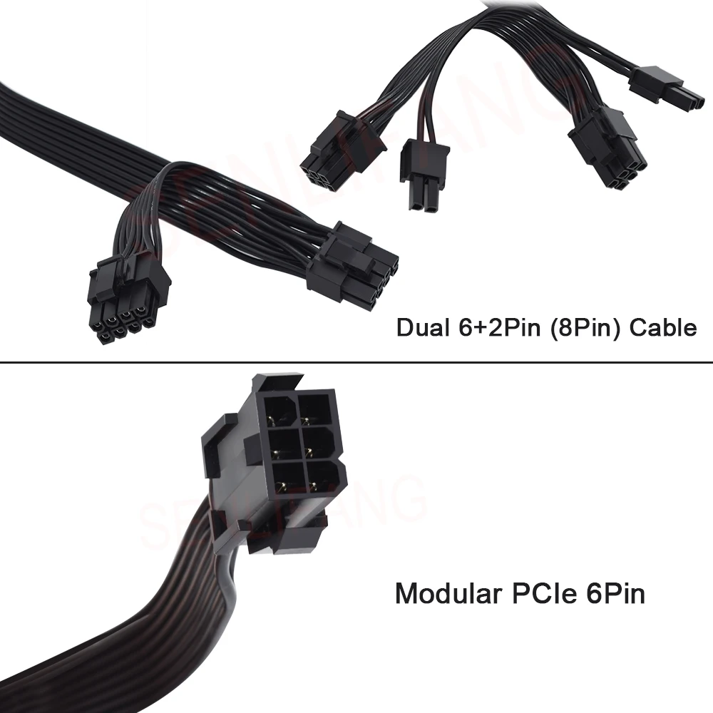 Original 10 pcs 6pin 8pin pci express para dual pcie 8 (6 + 2) pin cabo de alimentação placa gráfica pci-e gpu divisor de dados 22cm