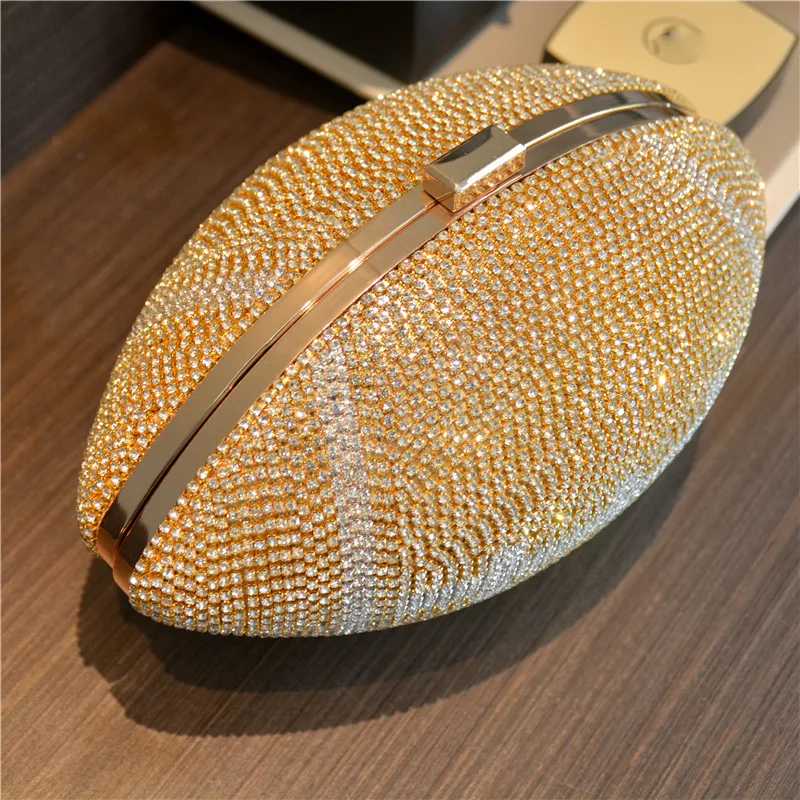 Diamond Ball Shape Evening Bag Women Rugby Basketball Crystal Designer Day Clutch Luxury Party Chain Mini Handbag Purse X915H