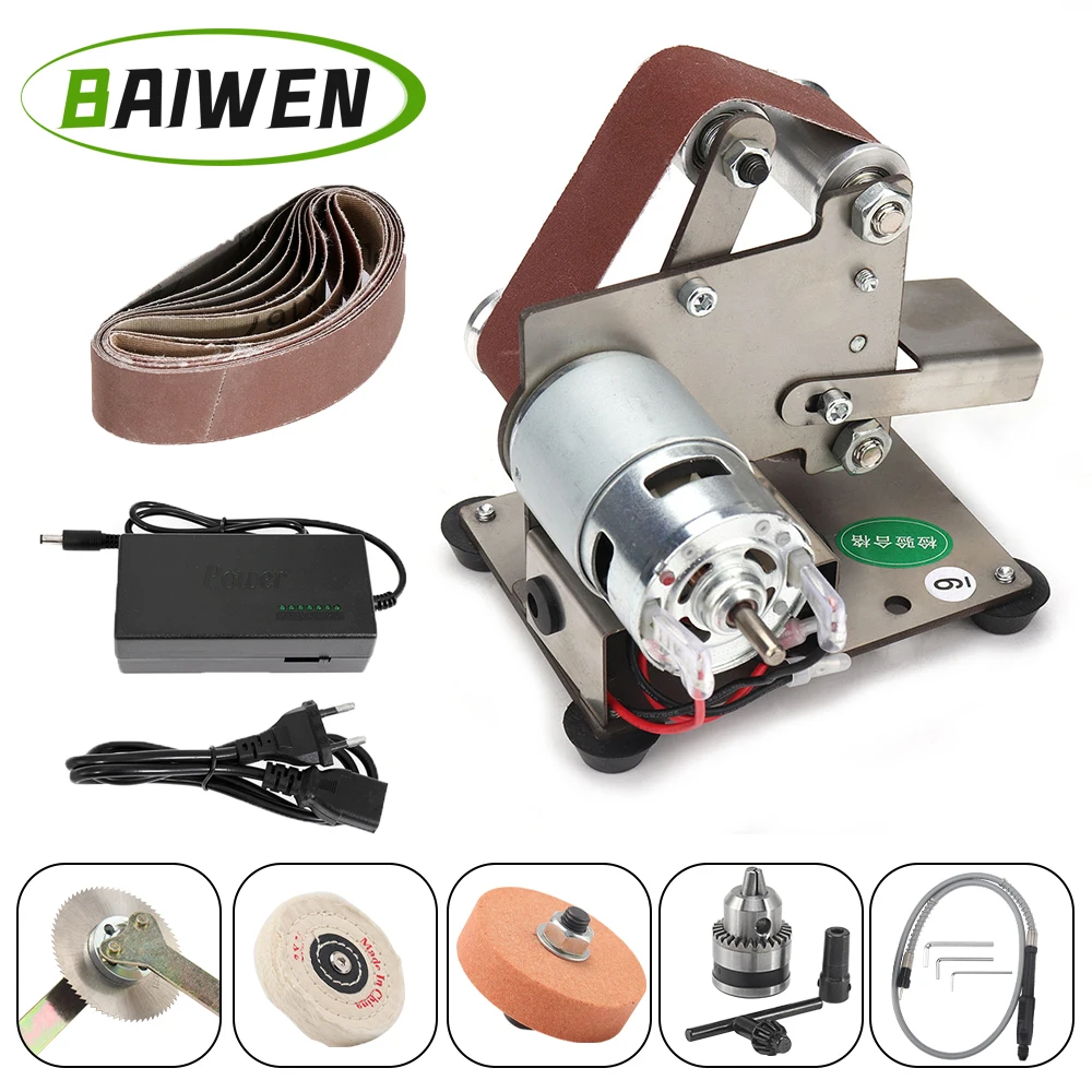 Mini Electric Belt Sander Multifunctional Grinder Belt Sander DIY Polishing Grinding Machine Cutter Edges Sharpener