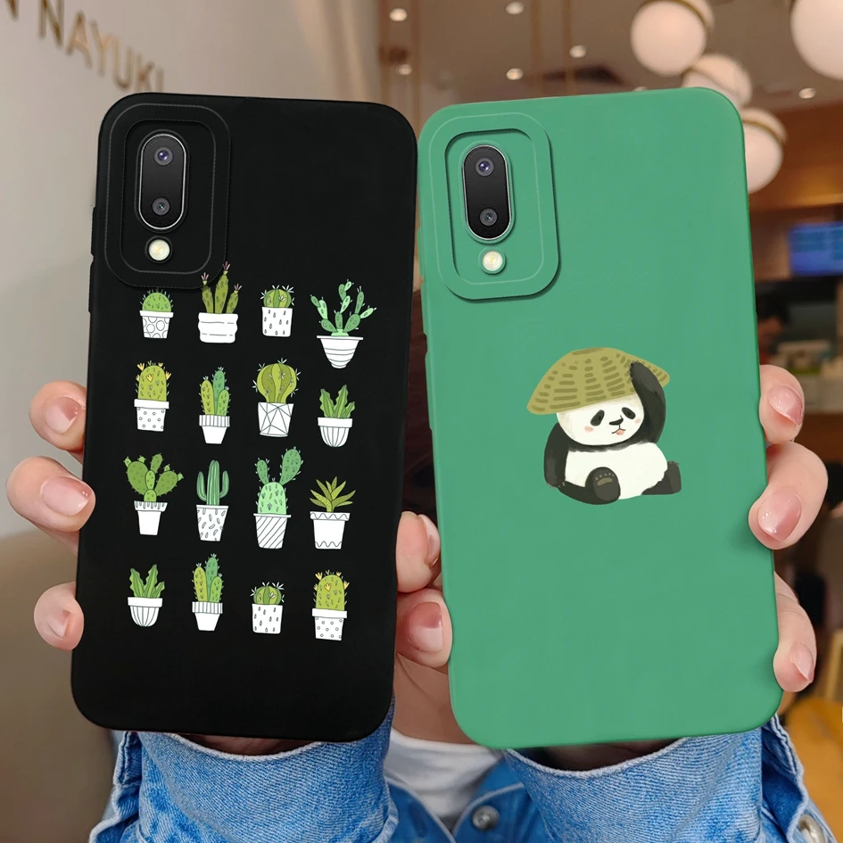 For Samsung Galaxy A02s M02s M 02 Case Back Cover Cute Panda Cactus Soft Silicone Matte Shockproof For Galaxy A02 M02 Funda Capa