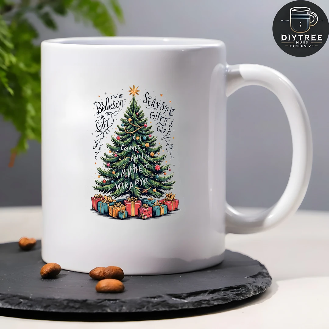 11オンスカップ + クリスマスツリー漫画柄 + キッズカップ ファミリーオフィスコーヒーカップ クリスマスギフトに最適