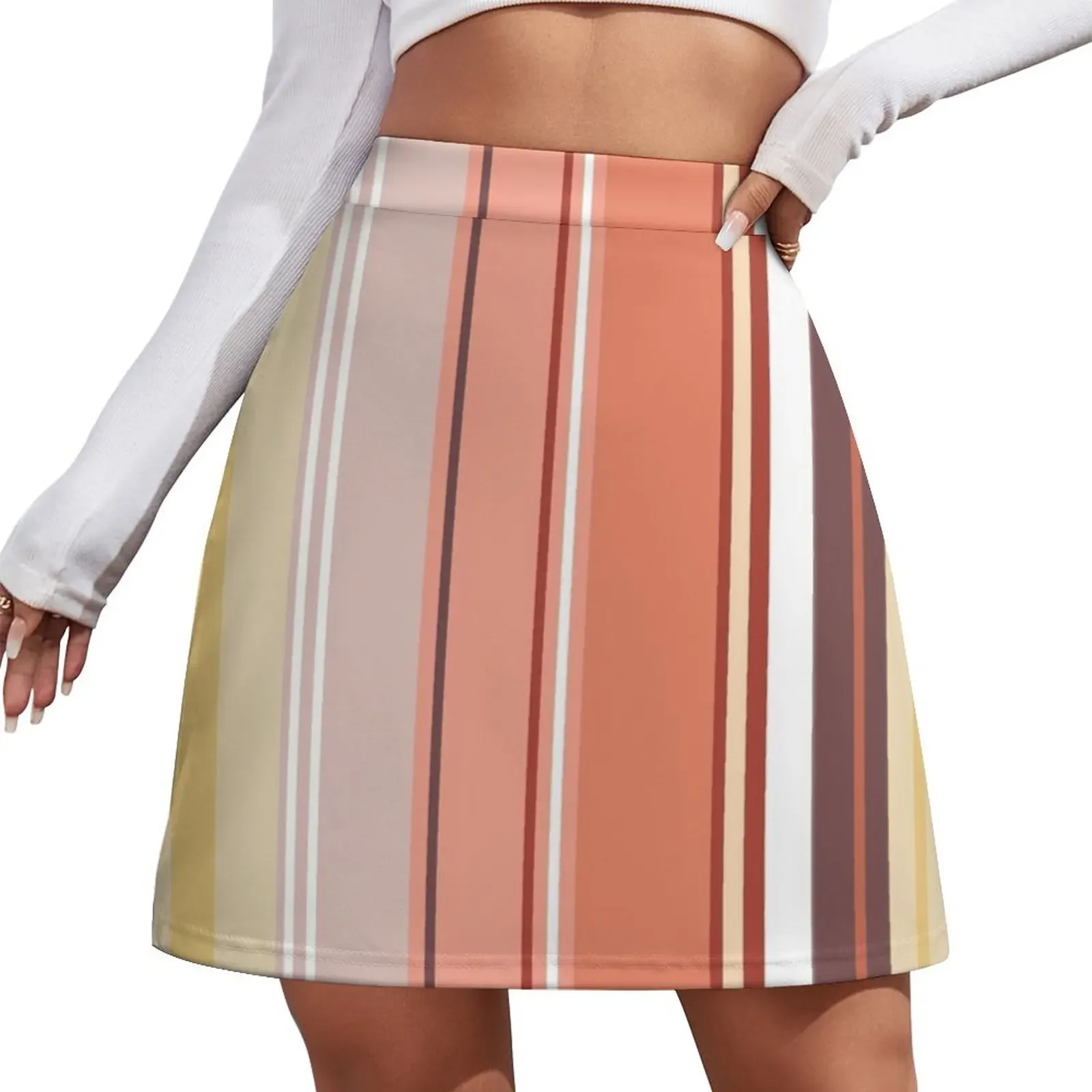 

multi-colored Stripes Pattern linear gradient Mini Skirt night club women kawaii clothes modest skirts for women Mini Skirt