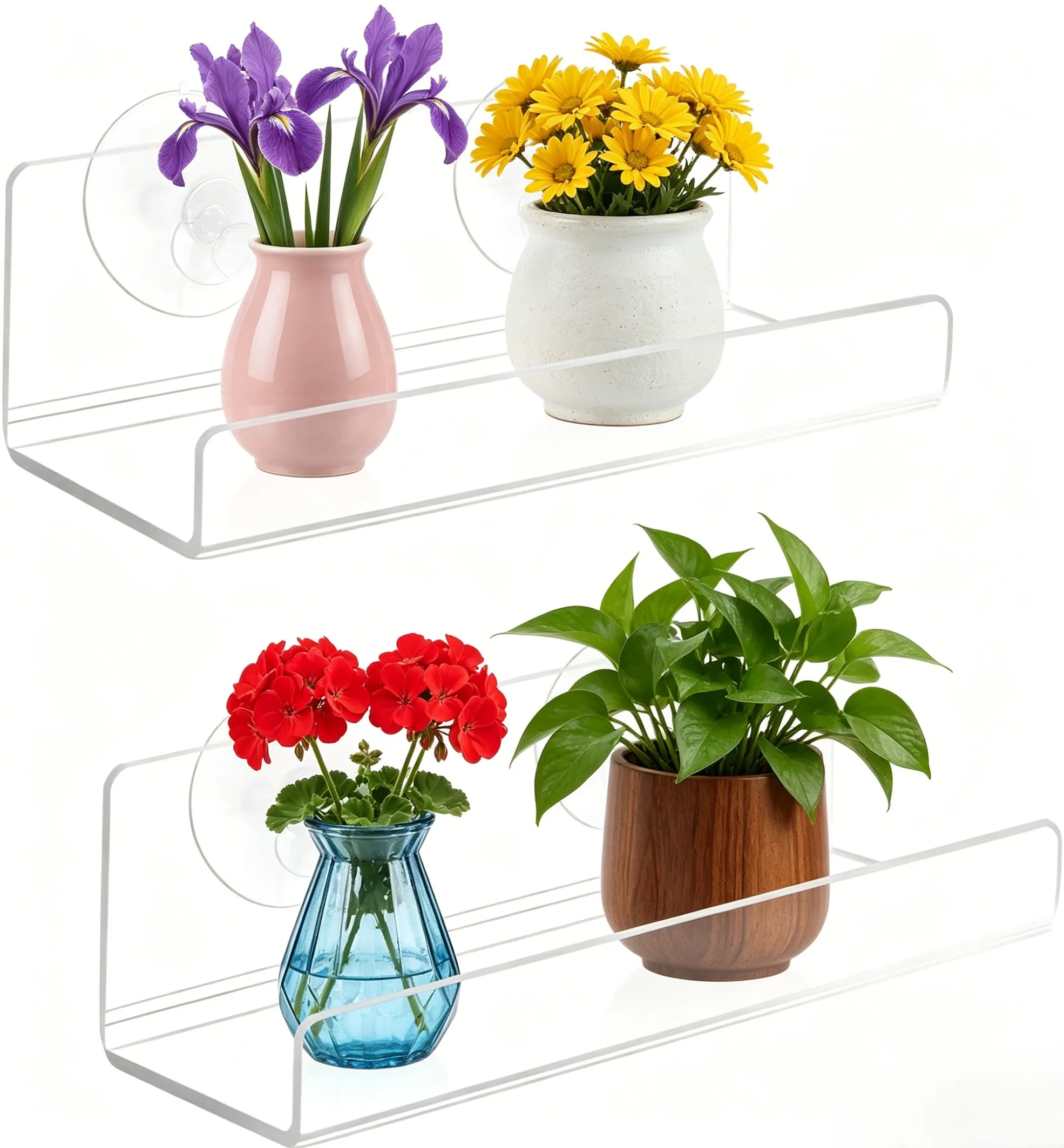 For Living Room Decor Clear Suction Cup Shelf Bathroom Storage Solution Kitchen Spice Rack Transparent Material