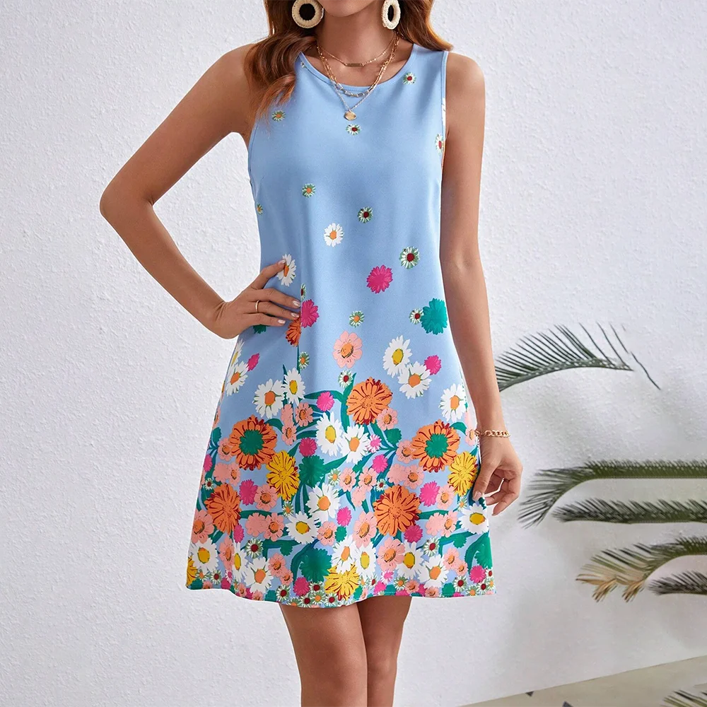 2025 Sexy Sleeveless Vest Dresses Casual Loose Comfortable Mini Dresses Sundresses Elegant Lightweight Fashion Printed Dresses