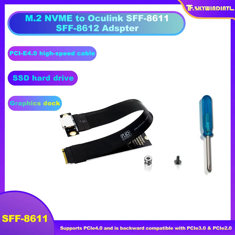 

15cm 20cmM.2 NVME to Oculink PCIE 4.0 X4SFF-8612 SFF-8611 Laptop Graphics Card Expansion Cable for GPU Storage Server Workloads