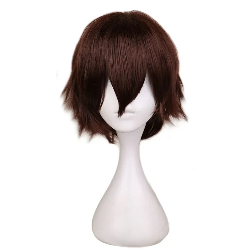 Short Dark Brown Wig for  Cosplay Costume Men Short Anime Natural  Fiber Synthetic Wigs Party Hair Wigs Party