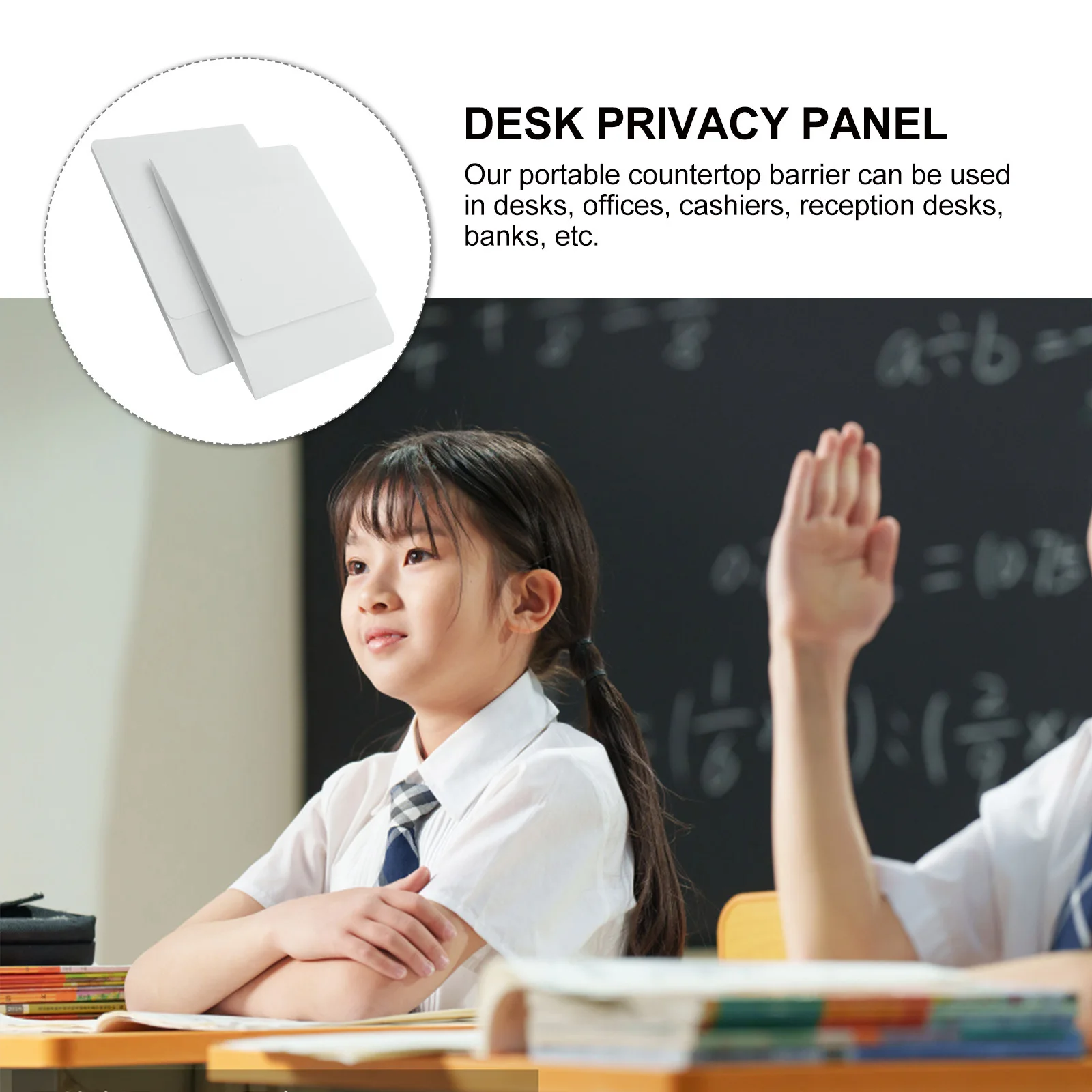 

2Pcs Privacy Desk Divider Board Portable Countertop Barrier Protective Shield for Students Office Classroom Desk Partition