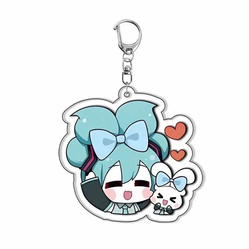 Hatsune Miku Acrylic Keychain Cute Creative Personality Backpack Pendant Student Schoolbag Pendant Animation DIY Key Decoration