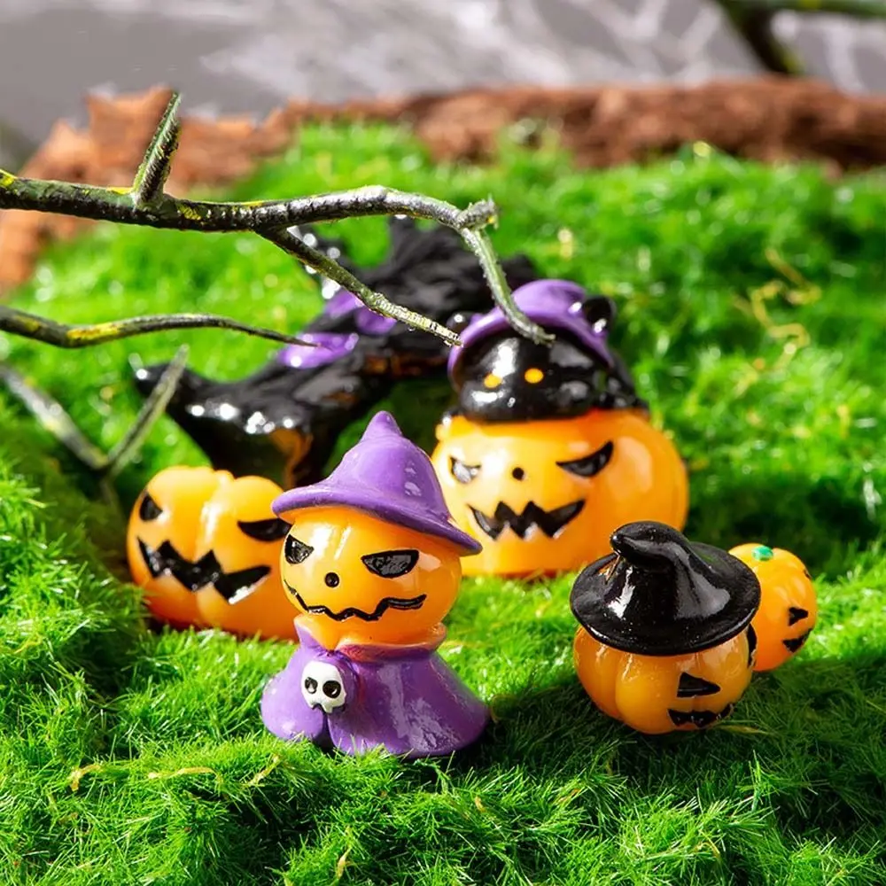 

Cartoon Halloween Pumpkin Skeleton Figurines 3D Resin Craft Mummy Skull Statue Mini Cute Miniatures Ghost Ornaments