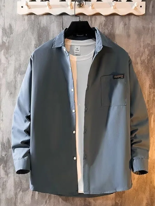 

Loose Men's Long Sleeve Ice Silk Casual Shirt Stylish Student Brand Versatile Outdoor Ice Cream Stand Proofing Coat