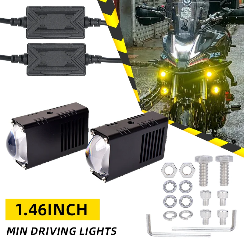 SENLO Mini Driving Light LED Projector Lens Motorcycle Headlight ATV Scooter Dual Color Super Bright Moto Fog Light Accessorie