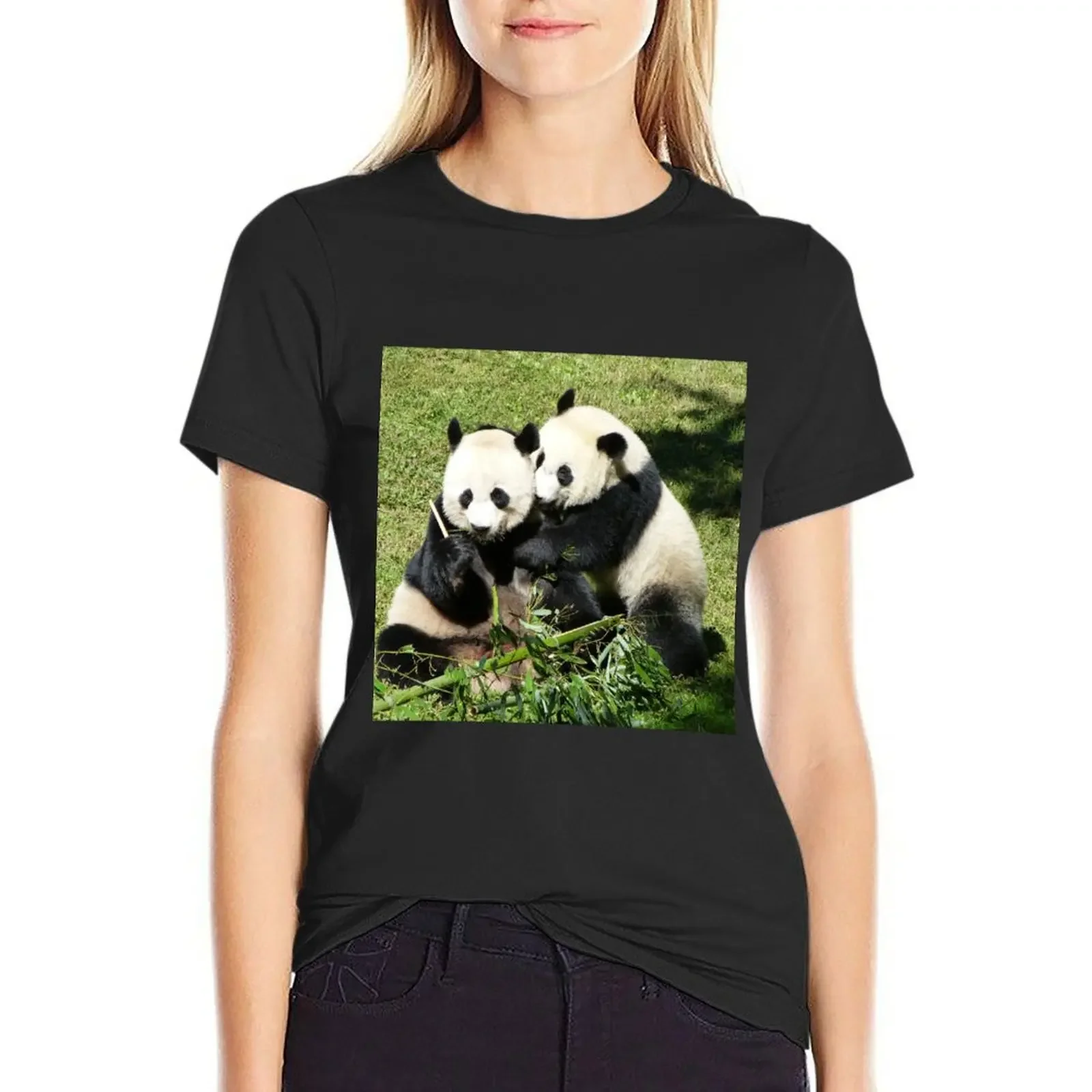 

Giant Pandas Mei Xiang and Bei Bei at the National Zoo T-shirt Short sleeve tee summer top T-shirt Women