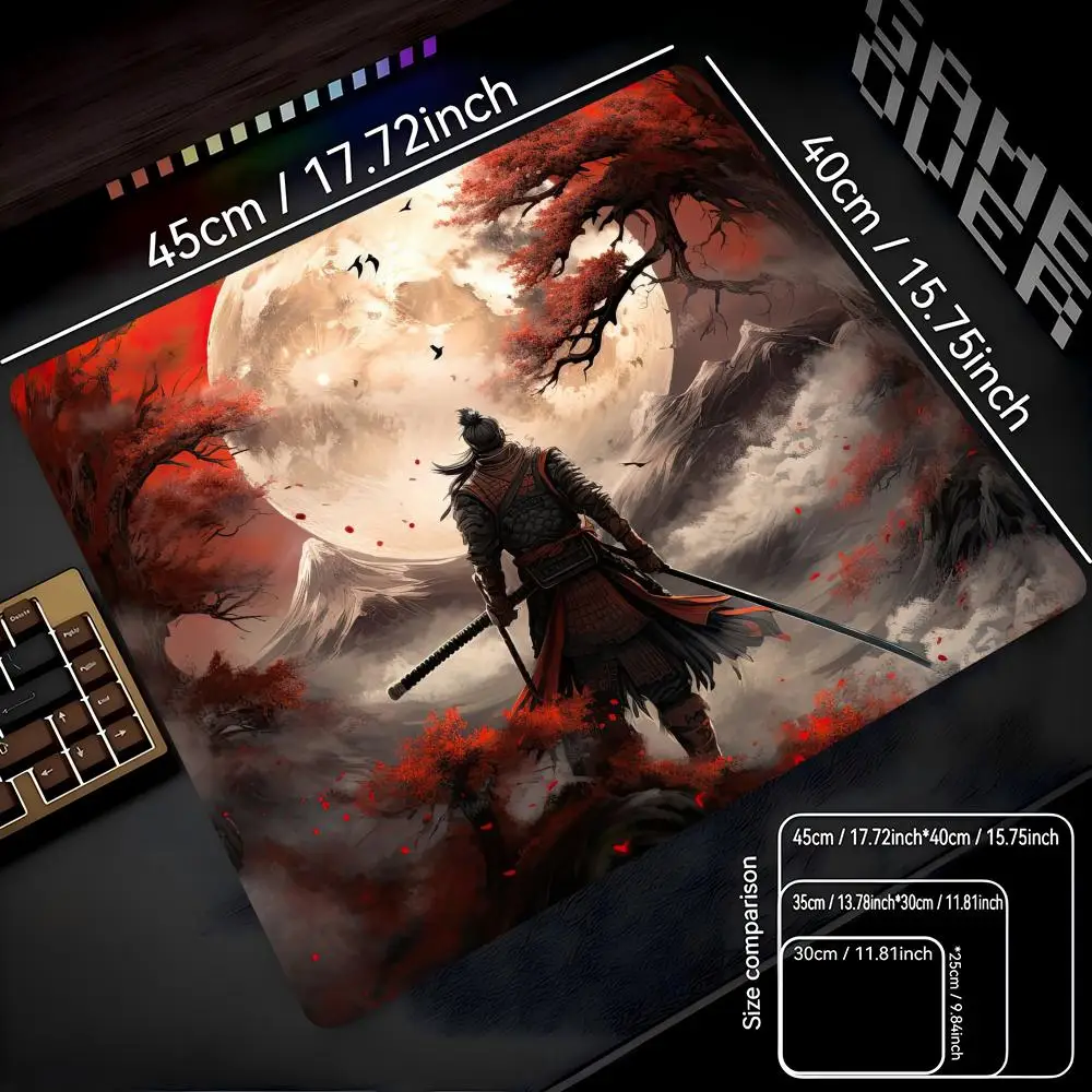 

Japanese Samurai Mouse Pad 40X45 Large Square Computer Office Game Table Mats Rubber Anti-slip Mousepads Small Decor Desk Pads
