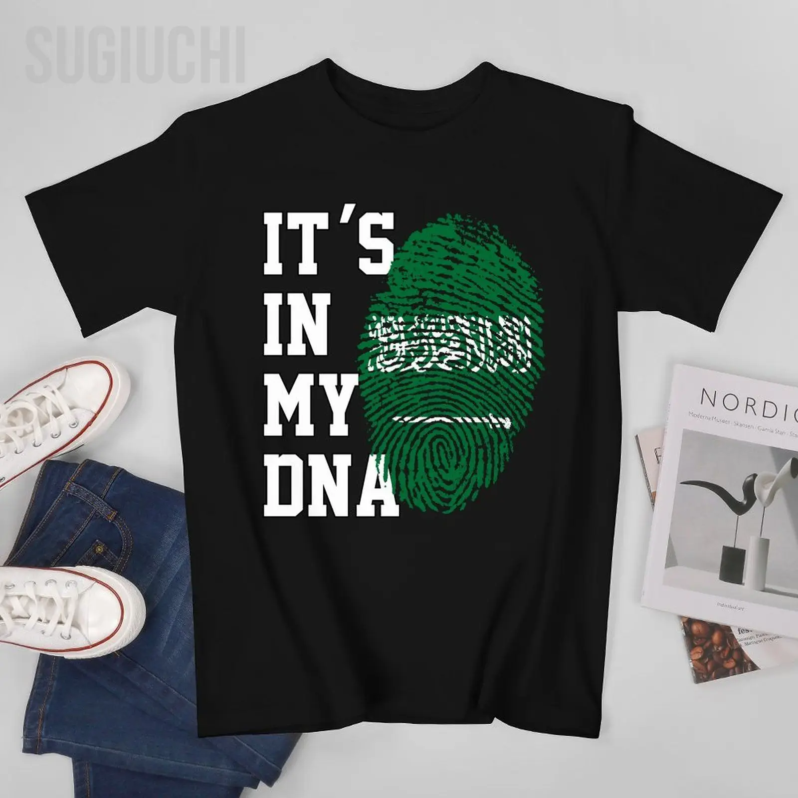 Men Short T-Shirt IT'S IN MY DNA Saudi Arabia Flag Saudi Arabian Fans Tshirt Tees O-neck T Shirts Women Boys 100% Cotton Unisex