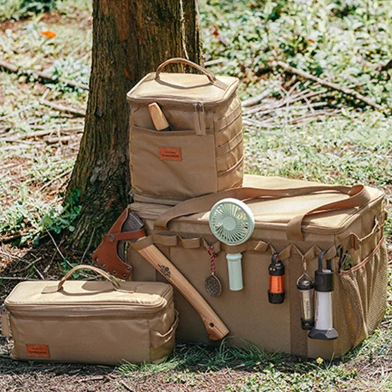 

Camping Storage Bag Portable Oxford Cloth Large Capacity Gas Stove Canister Pot Carry Bag Storage Sack Picnic Basket MOLLE Bag