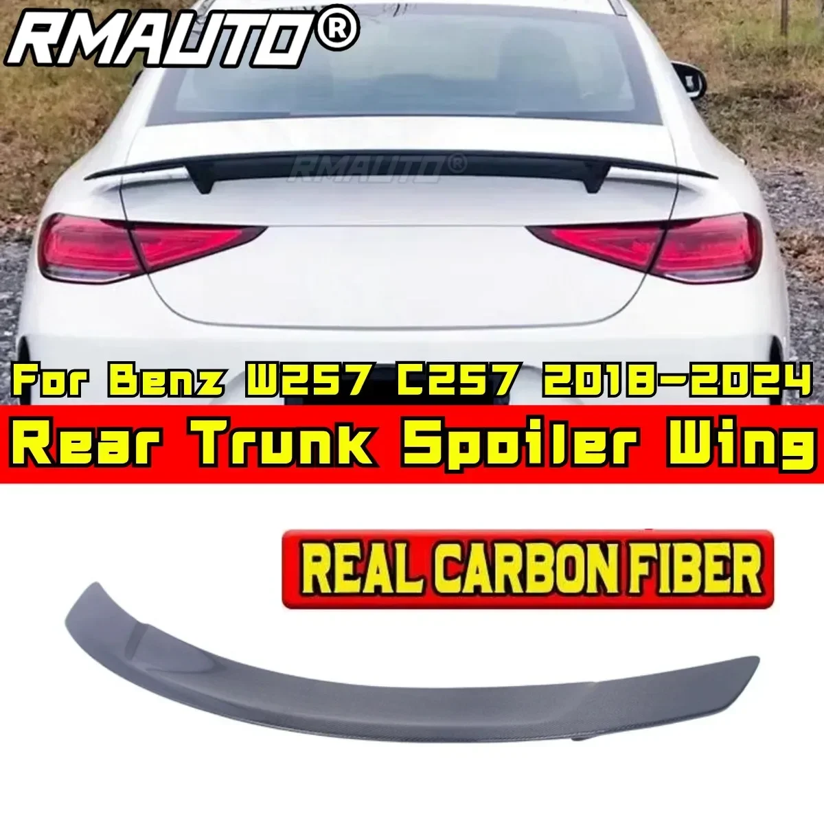 Car Rear Trunk Spoiler Body Kit Car Rear Spoiler Wing For Mercedes Benz W257 C257 CLS400 CLS550 AMG 2018-2024 Car Accessories