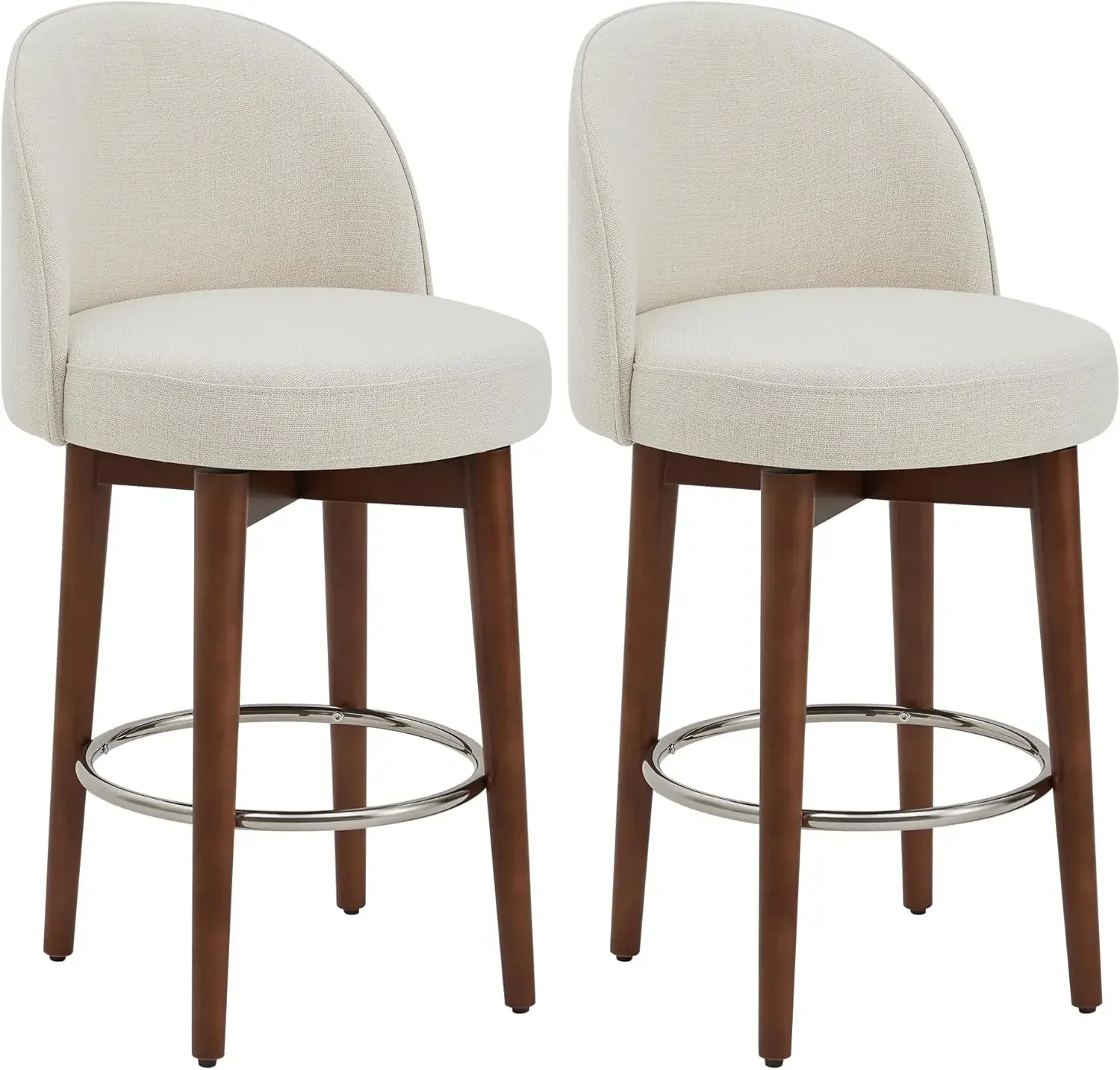 

Counter Height Bar Stools Set of 2, FSC Certified Swivel Barstools for Kitchen Island,26.4" H Seat Height,Fabric,Linen