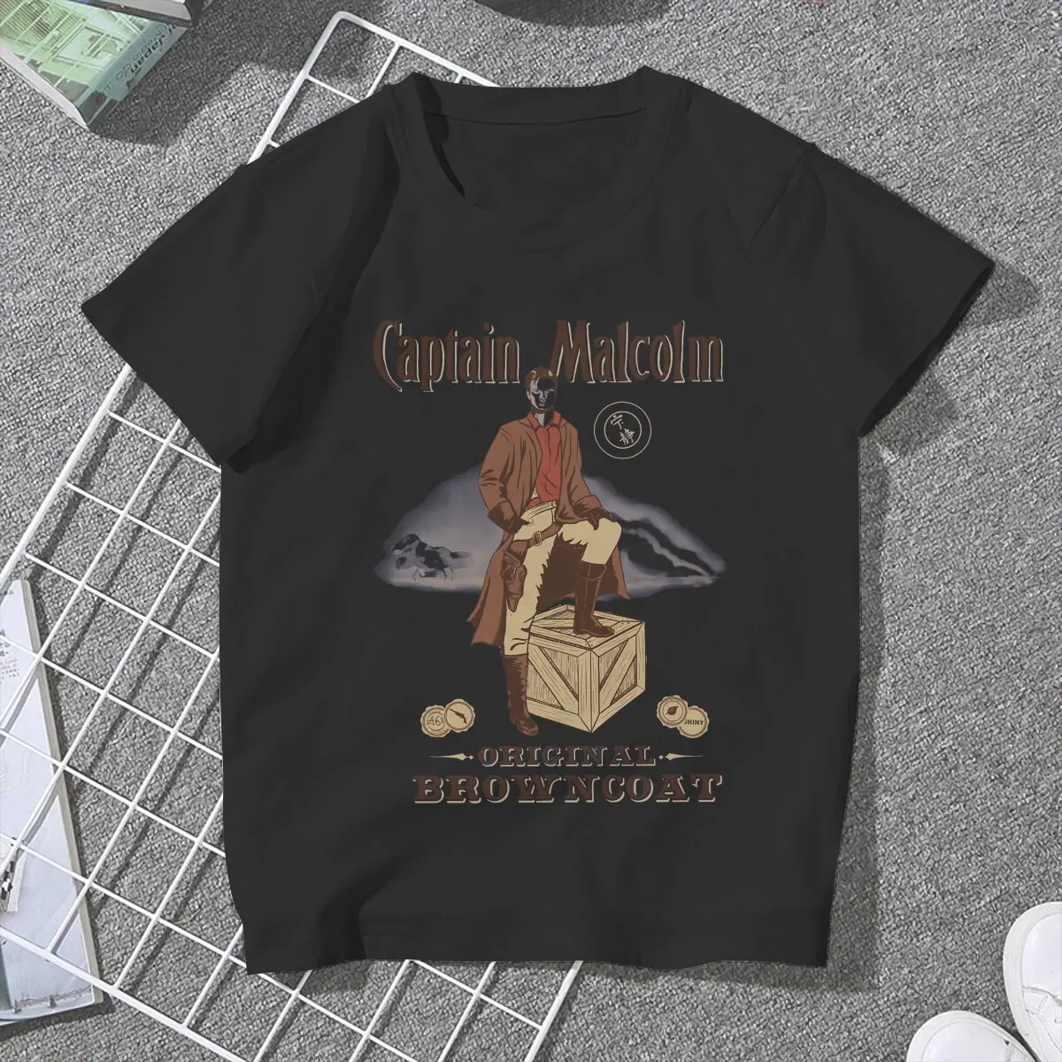 Kapitański Malcolm klasyczny damski T-Shirt Firefly Serenity Malcolm T-Shirt z krótkim rękawem koszulka Casual koszulka z okrągłym kołnierzem