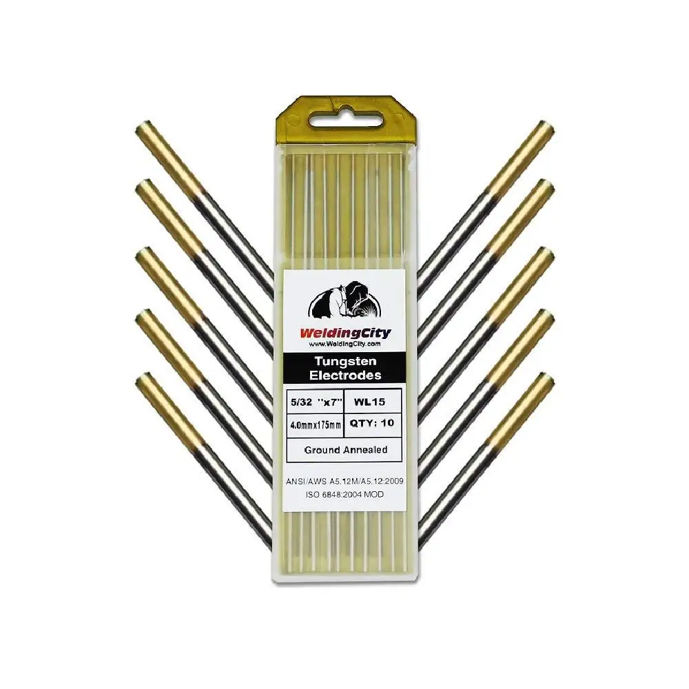 Premium 10-pk TIG Welding Tungsten Electrode Rod 1.5% Lanthanated Gold EW-La15 5/32