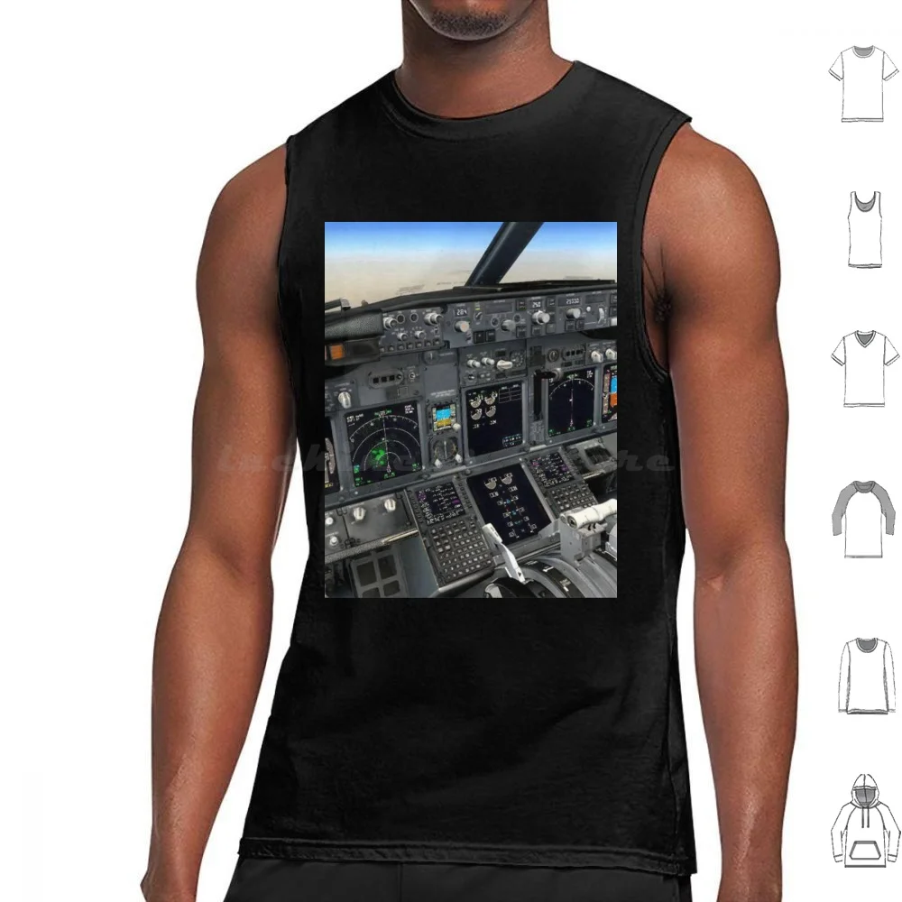 Flight Sim , 737 Flight Deck Tank Tops Print Cotton Flight Sim Microsoft Flight Simulator 2021 Flight Simulator