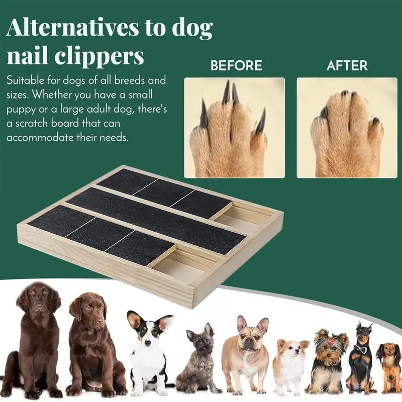 

Dog Nail Scratch Board Nail Trim Pad Pull-Out Wooden Pet Scratching Board Toy Built-in Treat Box Dog Sandpaper Board Scratcher