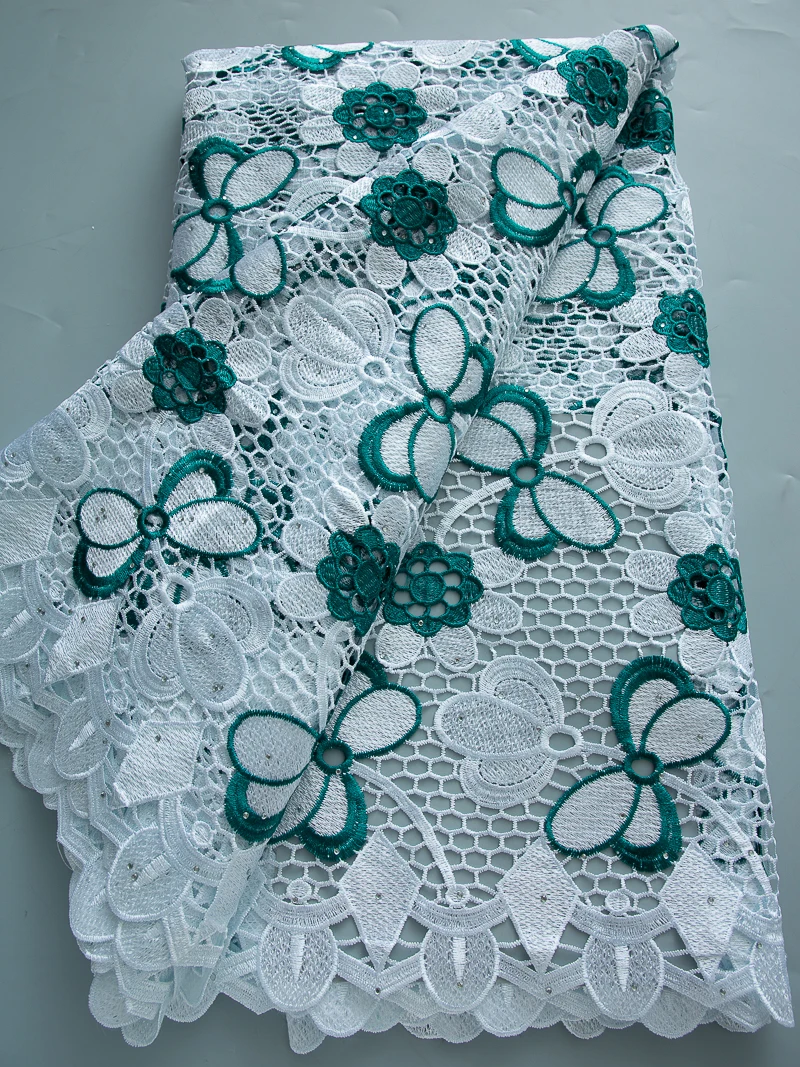African Lace Fabric 2025 Guipure White Sequence Lace Fabric Knitted 5 Yards Nigerian Cord Lace Material For Party Dress A3036